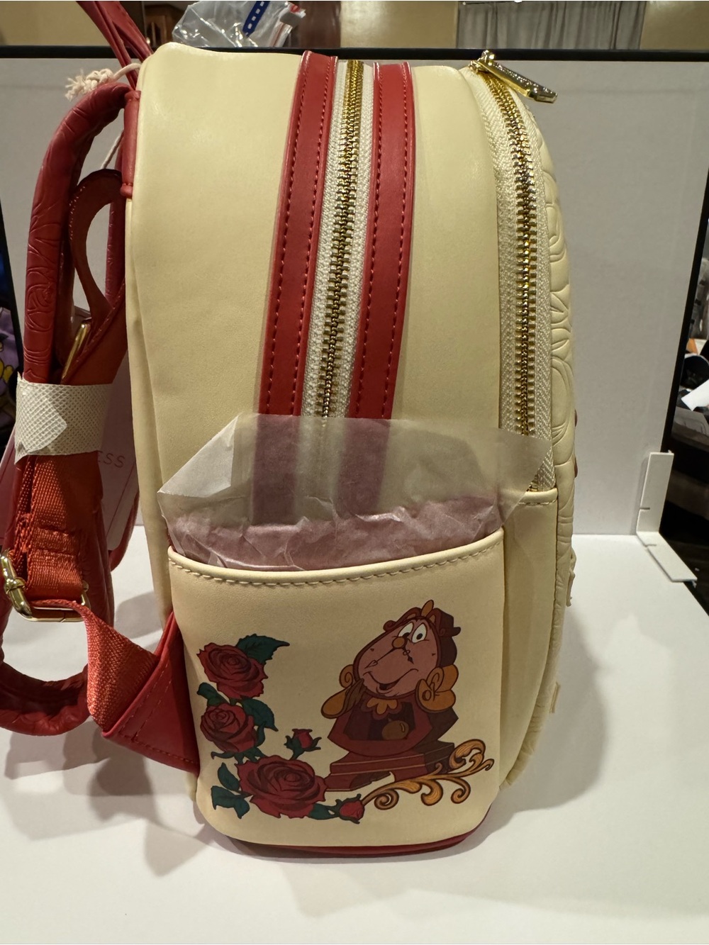 Loungefly Disney Belle Cream Floral Bookstack Mini Backpack - Picture 5 of 7